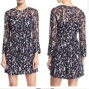 Club Monaco Delaynee Printed Pintuck Silk Short Dress
